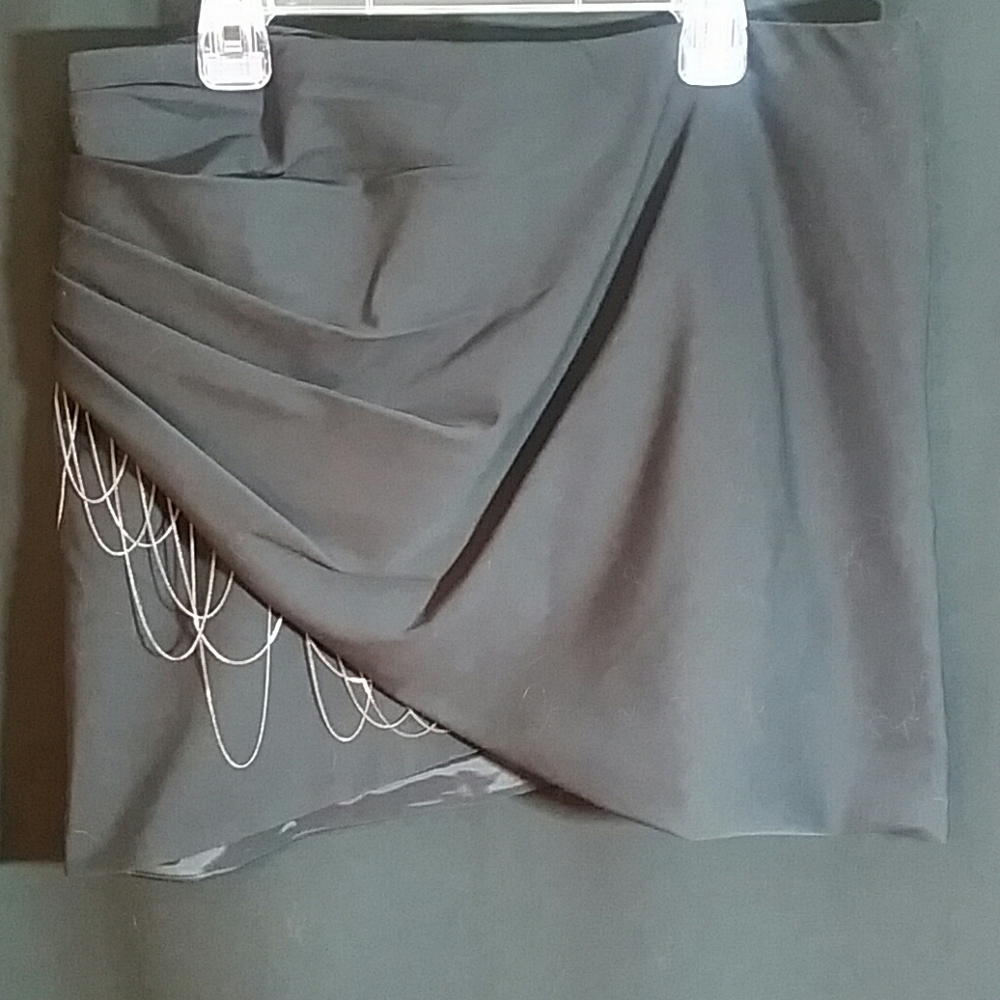 bebe Black Mini Skirt with Silver Accents
